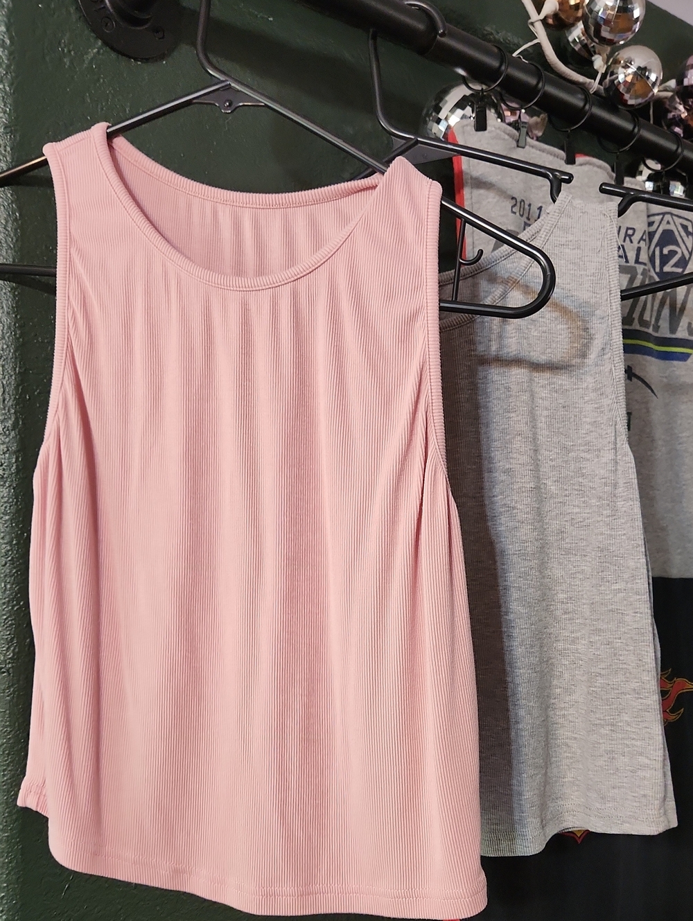 Women’s Sleeveless Ribbed Crop Tops - Pink And Grey